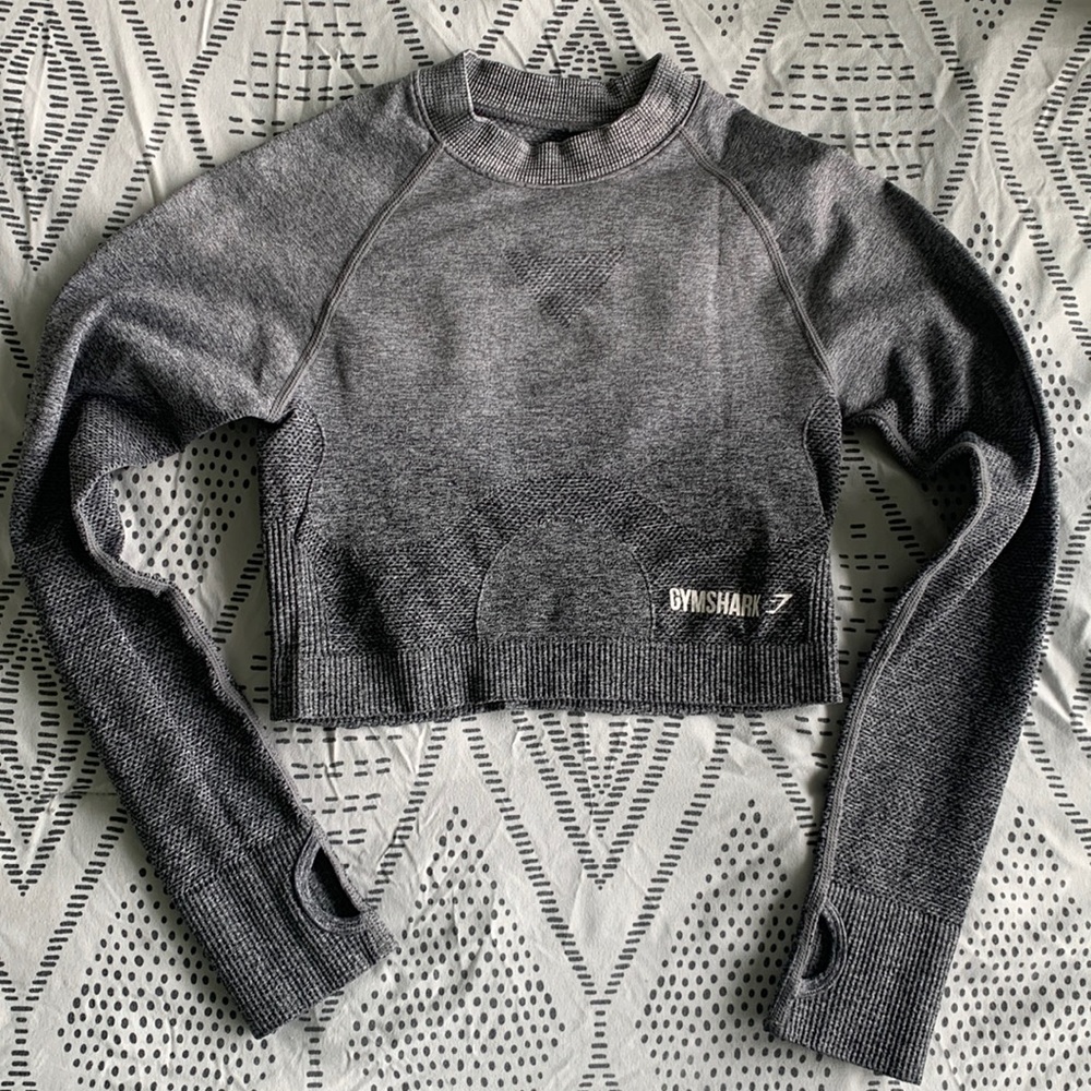 Gymshark cropped adapt seamless long sleeve gray/black ombré